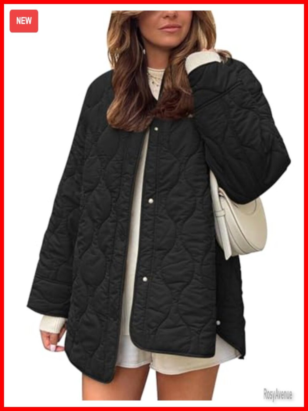Quilted Lightweight Puffer Jacket Oversized Snap Button Pockets Womens
